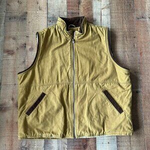 Wrangler Hero Mens XL Khaki Sherpa Lined Warm Vest Zipper Front & Pocket Accents